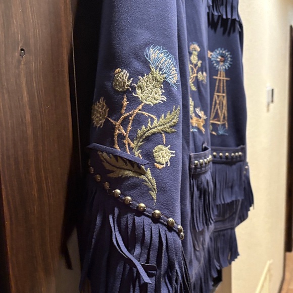 Double D Ranch Blue Embroidered Fringe Jacket - Picture 2 of 3